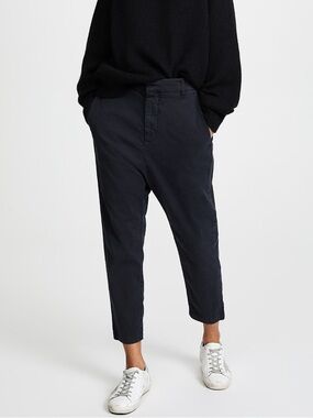 Nili Lotan Paris Twill Pants Black Cotton Casual Relaxed Straight Leg Size 0/XS